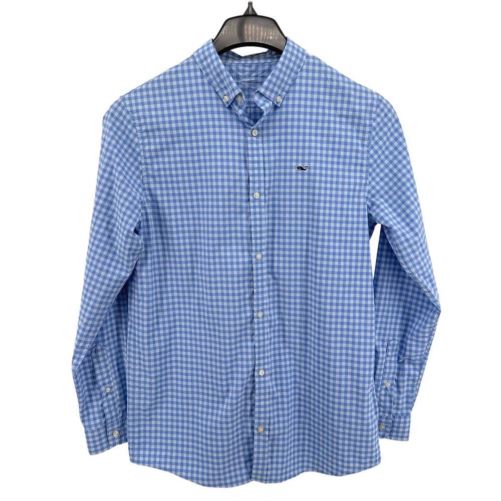 Vineyard Vines Performance Shirt Boys XL(18) Pre-Owned  Button Down Blue Gingham